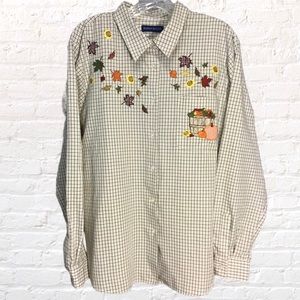 Vintage Fall Autumn Karen Scott Plaid Shirt